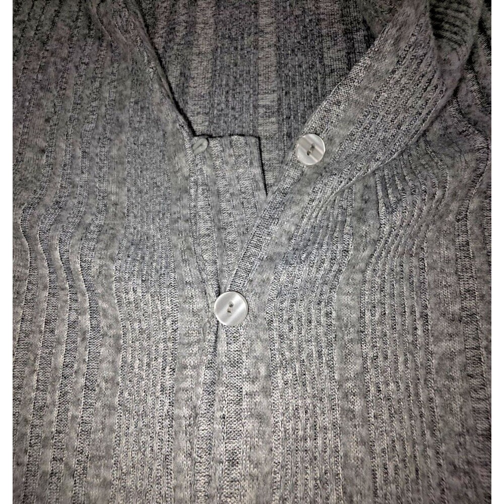 Absolutely Famous Ribbed, Button-Front Collared Sweater, Gray - Picture 3 of 8
